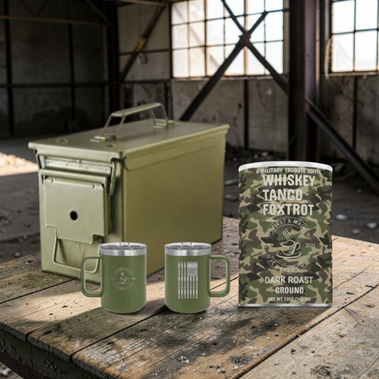 Whiskey Tango Foxtrot / Mug / Ammo Can Bundle - First And Main Coffee Company